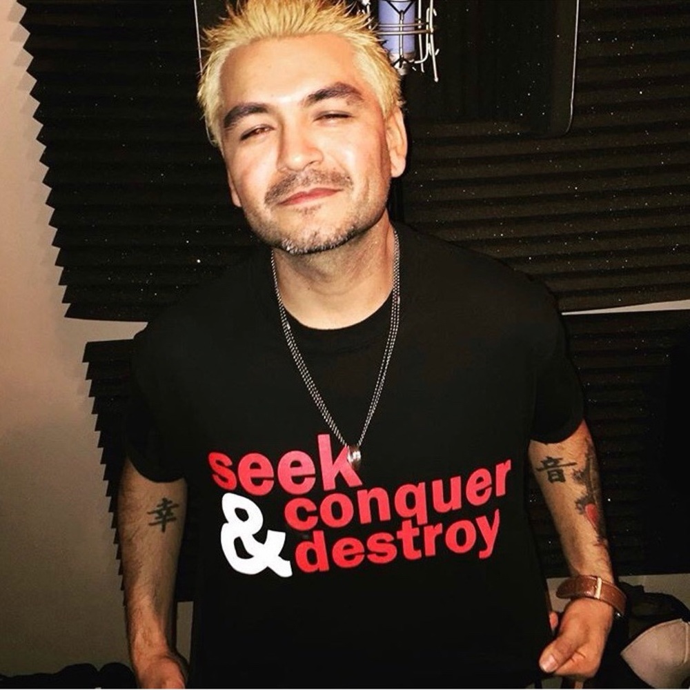 Bold Black Tee with Red & White Text